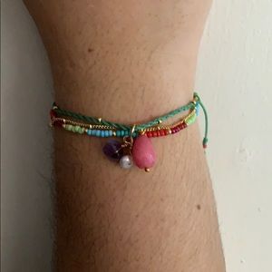 Alvaro Avila MultLayer Bracelet w/ SP Stones Green